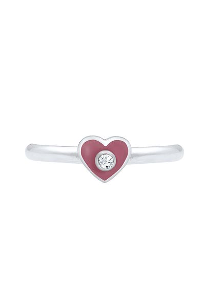 ELLI Ring Kinderherz Emaille mit Kristallen in 925 Sterling Silber