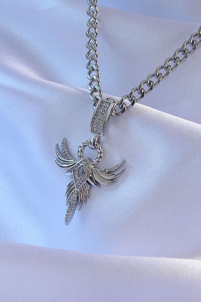 Skygo 316L Steel Silver Color Zircon Stone Phoenix Model Necklace - Tj-Bko8896