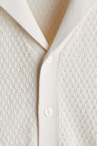 H&M Regular Fit Textured-knit Resort Shirt