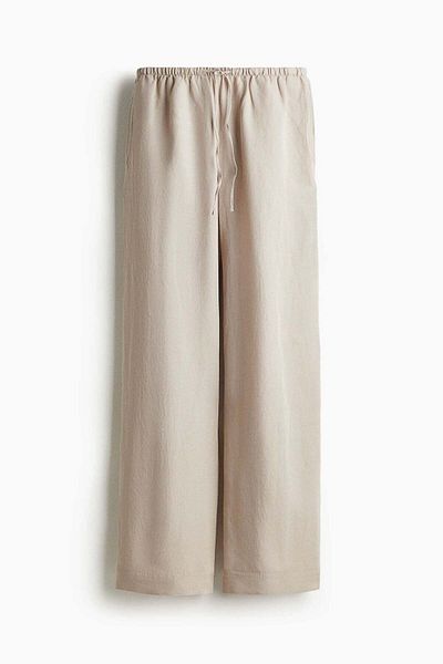 H&M Straight linen-blend trousers