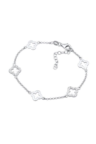 ELLI Brățară cu pietre pentru femei, lanț cu zirconiu, tăietură diamantată, alb, din sterlină 925