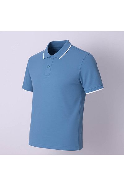 trender Striped Collar Blue Men's Polo Neck T-Shirt 2063