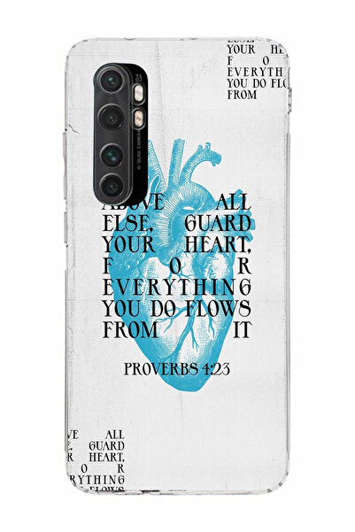 moonset Xiaomi Mi Note 10 Lite Uyumlu Kalp Kolaj Tasarımlı Baskılı Şeffaf Tel...