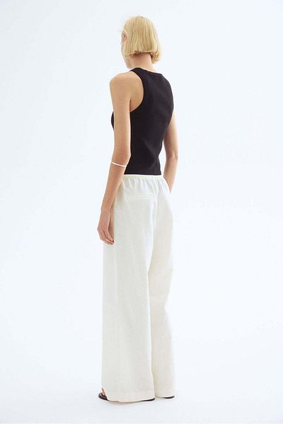 H&M Straight linen-blend trousers