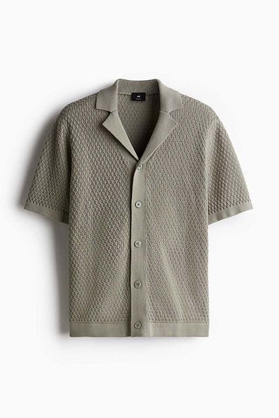 H&M Regular Fit Textured-knit Resort Shirt