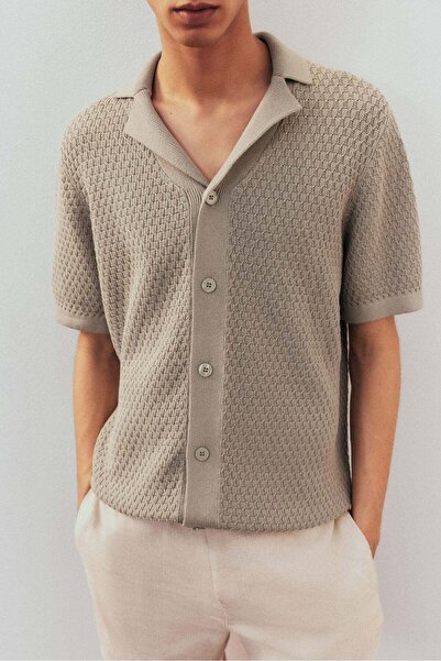 H&M Regular Fit Textured-knit resort shirt
