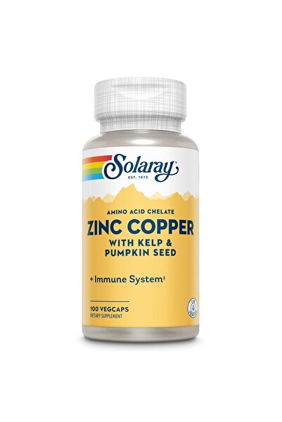 Solaray Zinc Copper With Kelp Iodine & Pumpkin Complex Bakır Esmer Suyosunu Ç...