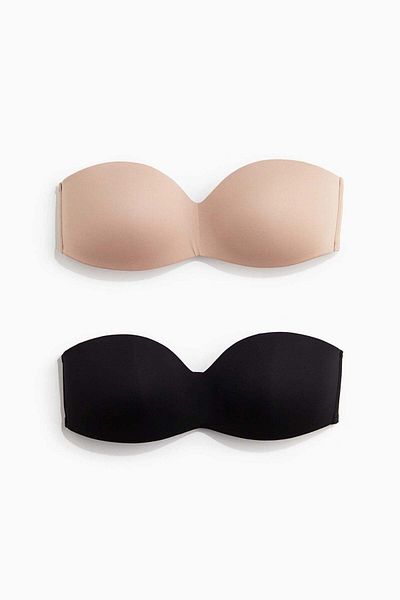 H&M 2-pack padded microfibre bandeau bras