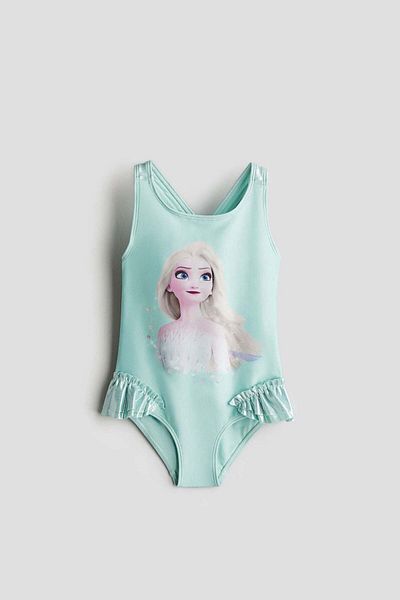 H&M Printed flounce-trimmed swimsuit