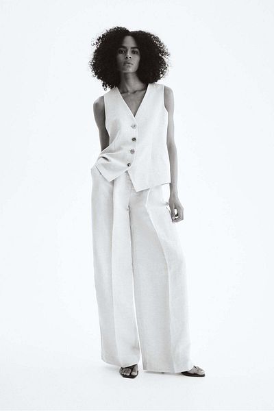 H&M Linen-blend tailored trousers