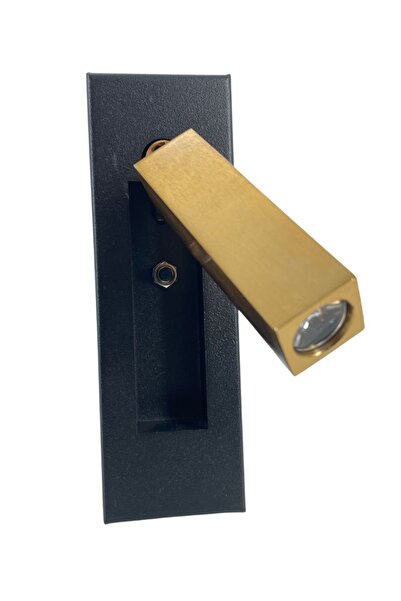 Avizen Lighting Project Yatak Başı Okuma Apliği Gold Detaylı Siyah Kasa Günışığı Led