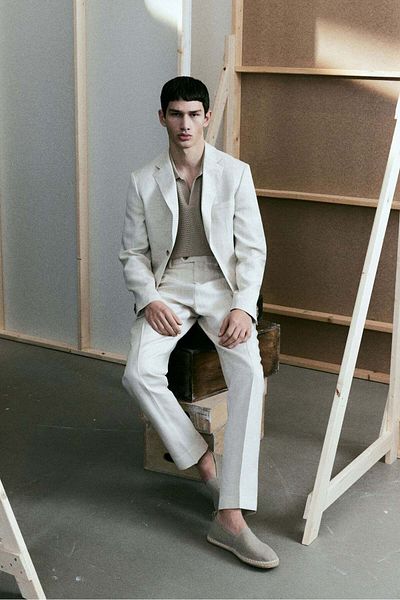 H&M Regular Fit Tailored Linen-blend Trousers