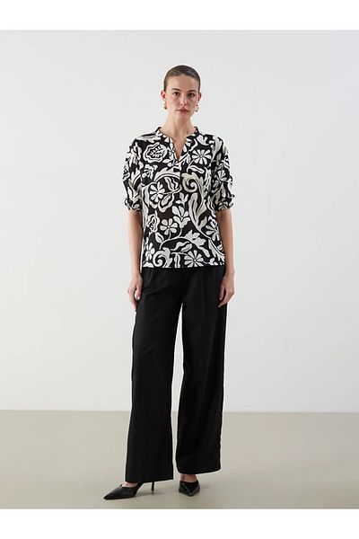 LC Waikiki Lcwaikiki Classic Black Collar Patterned Blouse