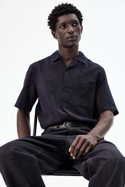 H&M Regular Fit Linen-blend resort shirt