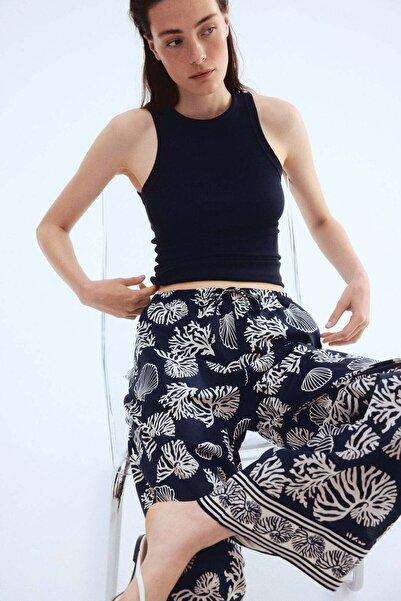 H&M بنطلون قطني برباط