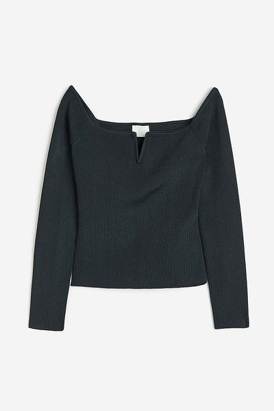 H&M Rib-knit off-the-shoulder top