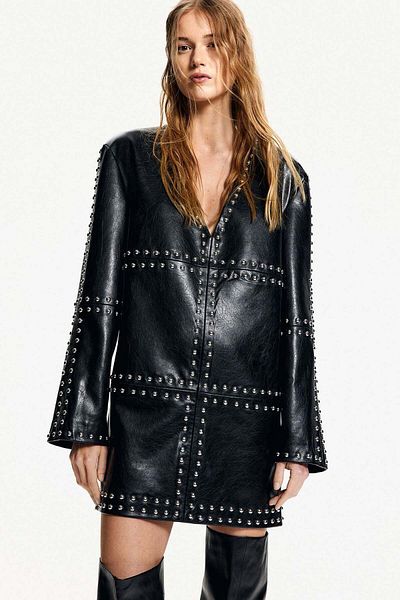 H&M Stud-embellished coated dress