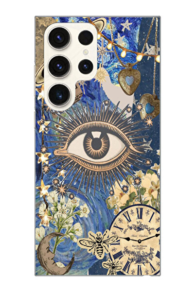 moonset Samsung Galaxy S24 Ultra Uyumlu Göz Tasarımlı Baskılı Şeffaf Telefon ...