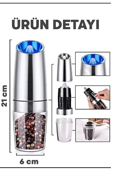 Rosemor Automatic Pepper Salt Mill Spice Grinder with Ceramic Blade Led