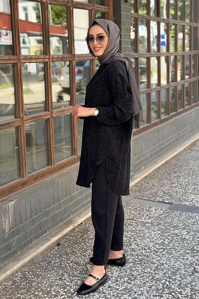 Invee Jachetă de cămașă de damă cu model negru