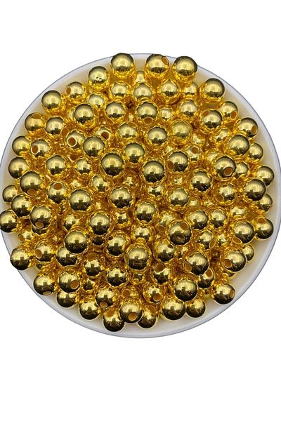 Hobimos 250 Pieces 10 mm Gold Color Ccb Metal Look Acrylic Plastic Beads