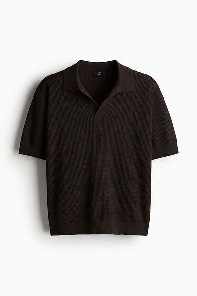H&M Regular Fit Cable-knit polo shirt