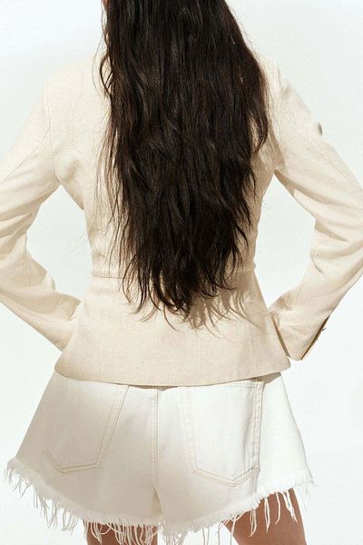 H&M Linen-blend Peplum Jacket