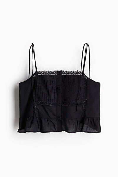 H&M بلوزة بحمالات مزينة بكشكشة