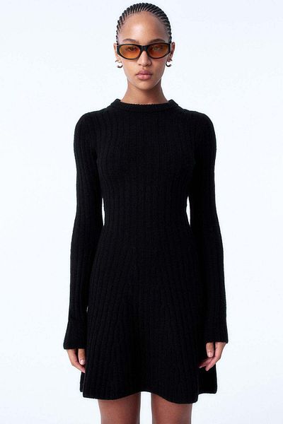 H&M Flared-skirt rib-knit dress