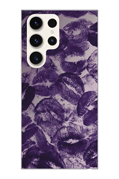 moonset Samsung Galaxy S24 Ultra Uyumlu Mor Dudaklar Tasarımlı Baskılı Şeffaf...