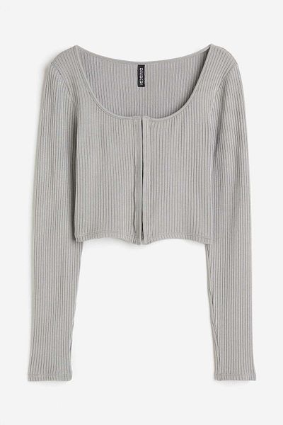 H&M Cropped long-sleeved top