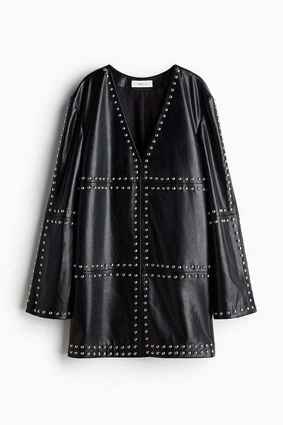 H&M Stud-embellished coated dress