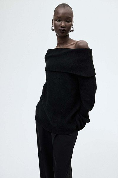 H&M Rib-knit off-the-shoulder jumper