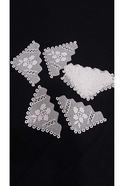Papatyam Hand Knitted Crocheted 10 Pcs Napkin (19X10) Lace Set/Vintage/Handcrafted Dowry Lace/Cotton Rope