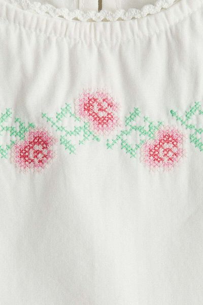 H&M Embroidery-motif Poplin Dress
