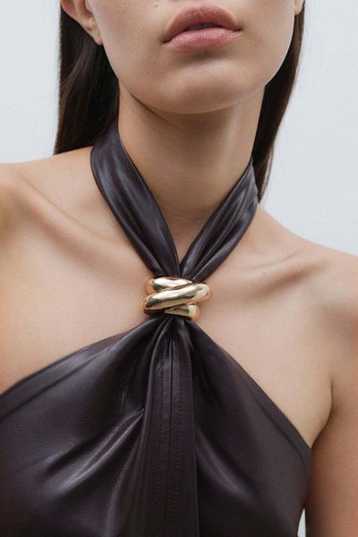 H&M Coated halterneck dress