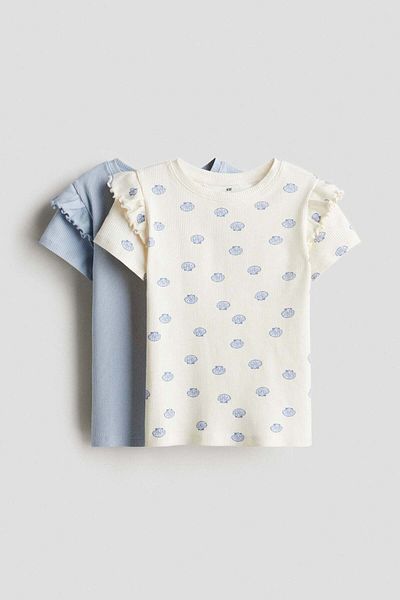 H&M 2-pack frill-trimmed cotton tops