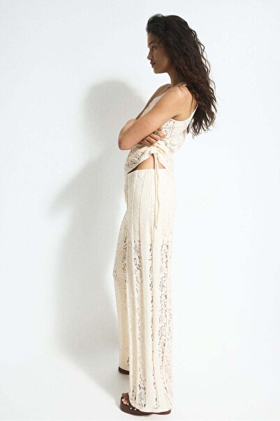 H&M Lace-look jersey one-shoulder top