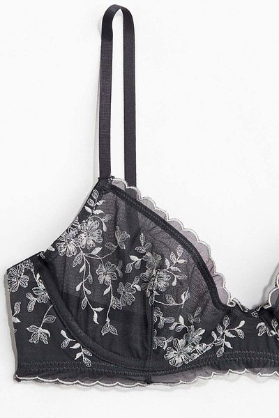 H&M Underwired embroidered mesh bra