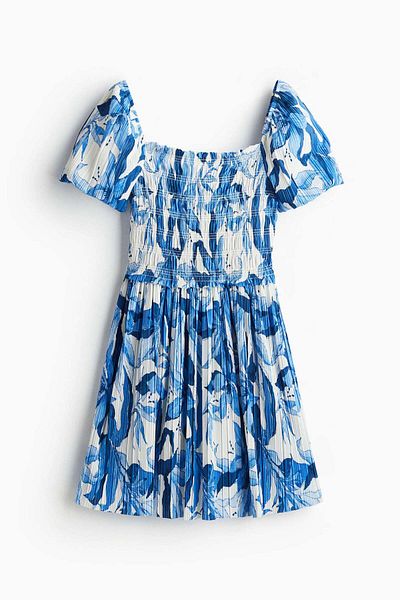 H&M Smocked-bodice crinkled dress