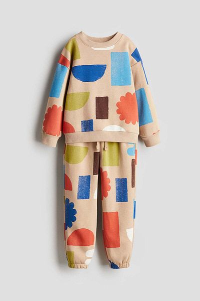 H&M 2-piece printed sweatshirt and joggers set