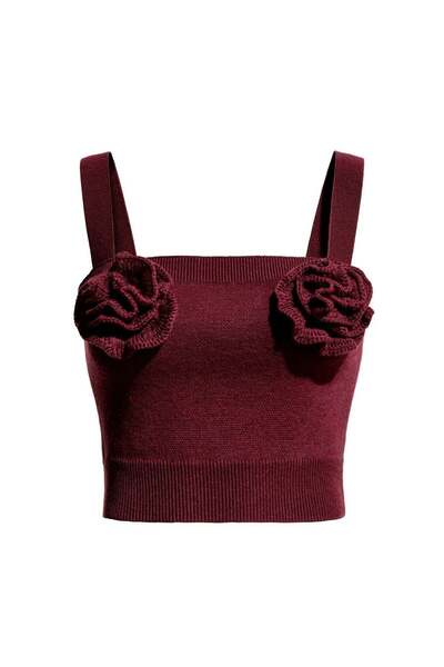 H&M Wool-blend rose-appliquéd knitted top