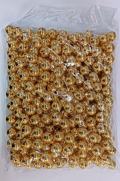 Hobimos 500 Grams 14 mm Metallic Gold Look Acrylic Beads