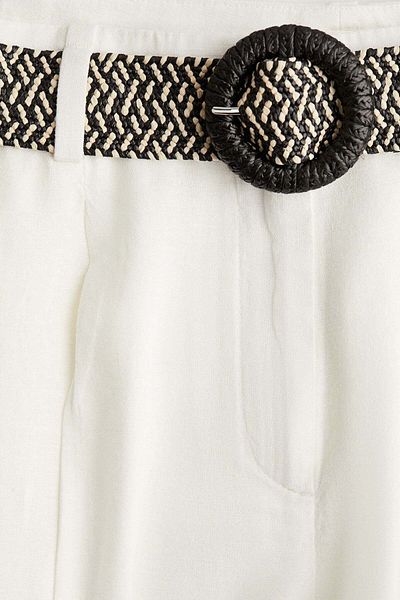 H&M Linen-blend Belted Trousers