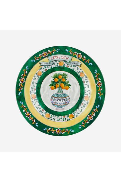 CHIARA ALESSI Carpe Diem Green Melamine Breakfast Plate 21.5 cm
