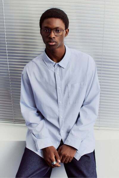 H&M Oversized Fit Seersucker Shirt