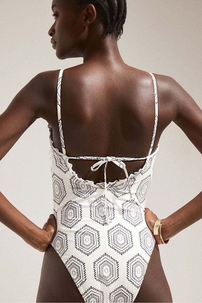 H&M Frill-trimmed padded-cup swimsuit