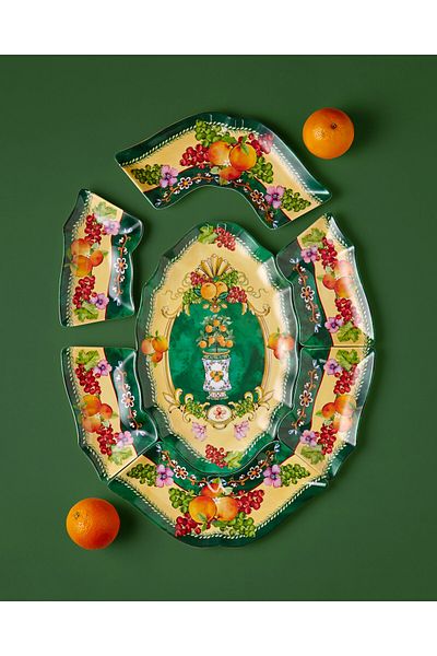 CHIARA ALESSI Carpe Diem Green Melamine Appetizer Plate 7 Pieces