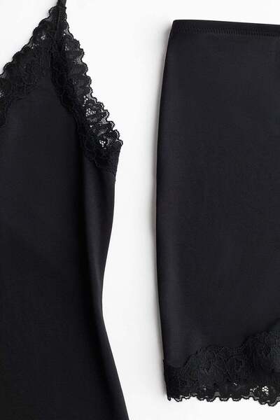 H&M Lace-trimmed Microfibre Pyjamas
