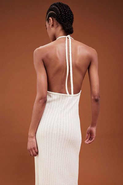 H&M Embellished pointelle-knit dress